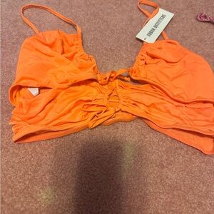 Urban Outfitters Neon Orange Ruched Swim Bralette